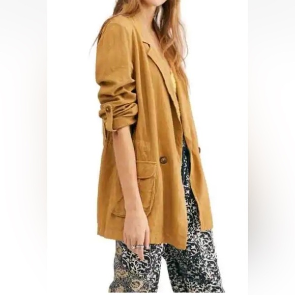 Free People Jackets & Blazers - Free People Charley blazer brown jacket button front long sleeve size M